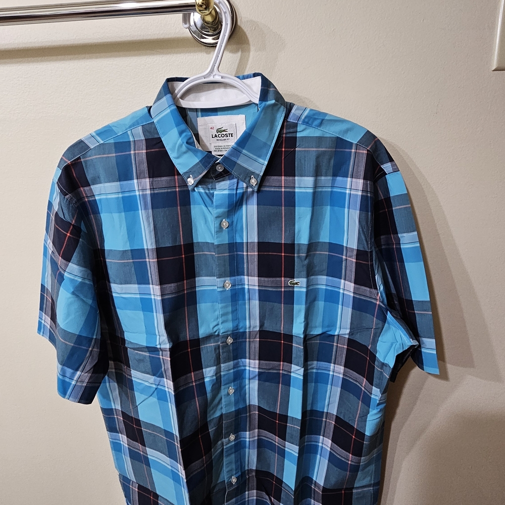 Lacoste Men's Blue Plaid Shirt